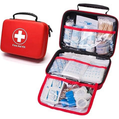 228 Pieces Waterproof First Aid Kit Multipurpose First Aid Kit Portable Red Essential Emergency Kit for Camping Outdoor Hiking Equipment (Red)