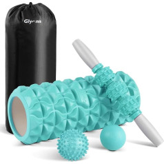 Glymnis Fascia Roller komplekts Foam Roller 4 in 1 Fascia komplekts ar Foam Roller masāžas rullīti Masāžas bumbiņas masāžas bumbiņām fasciju apmācībai Joga Sports Pilates