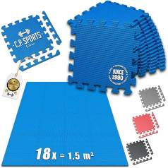 C.P.Sports Puzzle Mat - 18 gabaliņi = 1,5 m² | Grīdas aizsardzības paklājiņš, paklājiņš aizsardzībai pret kritieniem, treniņu paklājiņš | EVA putuplasta puzles paklājiņš sportam, fitnesam, vingrošanai, jogai, vingrošanai telpās