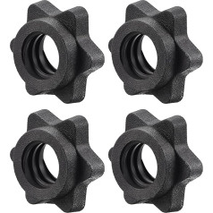 sourcing map Dumbbell Hex Nuts, 4 gabali 25.4mm plastmasas neslīdošas Twist Lock Collar Bolt stieņa svara celšanai melns