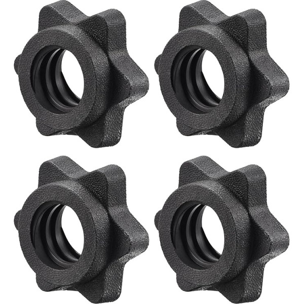 sourcing map Dumbbell Hex Nuts, 4 gabali 25.4mm plastmasas neslīdošas Twist Lock Collar Bolt stieņa svara celšanai melns