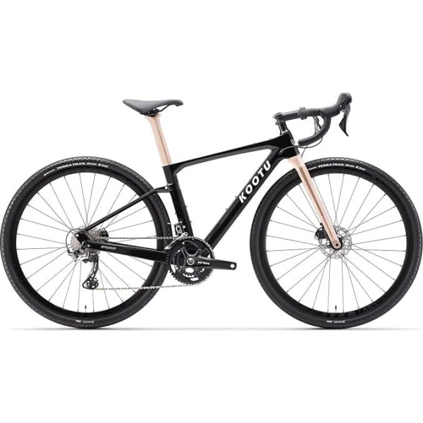 KOOTU oglekļa grants velosipēds, BERSERKER6.0 700C grants ceļa velosipēds T800 oglekļa šķiedras rāmis, dakša un sēdekļa caurule ar Shimano GRX600 22 pārnesumiem un Contineltal 40C grants riepām Viegls velosipēds Unisex