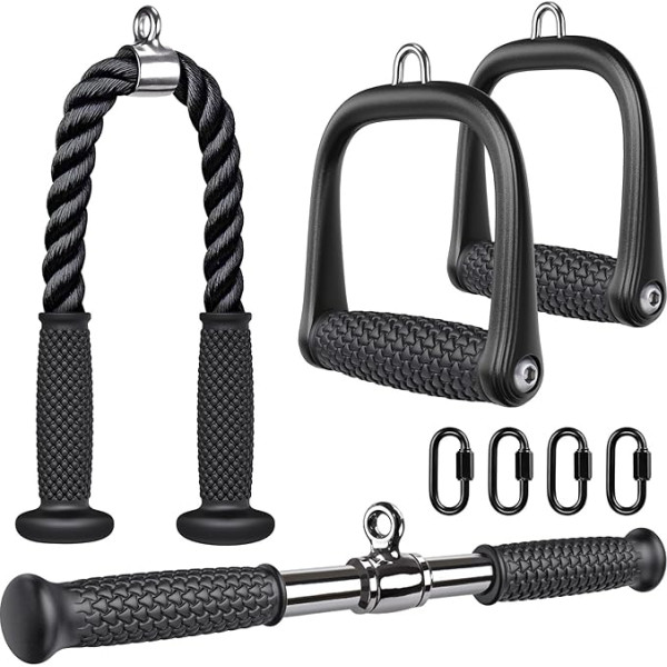 Kipika Tricep Pull Down Pielikums, Kabeļu mašīnu piederumi mājas trenažieru zālei, Kabeļu mašīnu pielikumi Pulley System Gym, LAT Pull Down Pielikums Weight Fitness