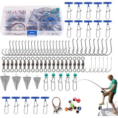 Saltwater Fishing Kit, Surf Fishing Rig Kit | 135X Makšķerēšanas āķa Leader Swivel Kit - Makšķerēšanas āķa Leader Swivel Kit, Saltwater Surf Fishing Rigs for Perch Trout