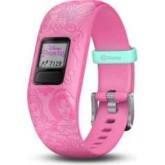 Garmin Vivofit Jr.2 bērnu fitnesa aktivitāšu sekotājs ar 1 gada akumulatora darbības laiku, regulējama josla Disney Princess Pink