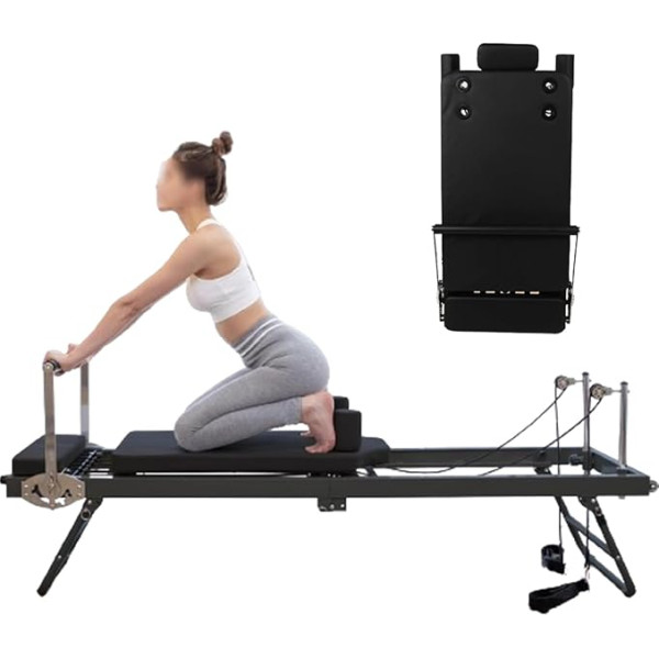 Pilates Reformer mašīna, salokāms Pilates ierīce mājas apmācībai, salokāms Pilates Reformer tērps Reformer ķermeņa izturības stiepšanas līdzsvara vingrinājumu apmācībai