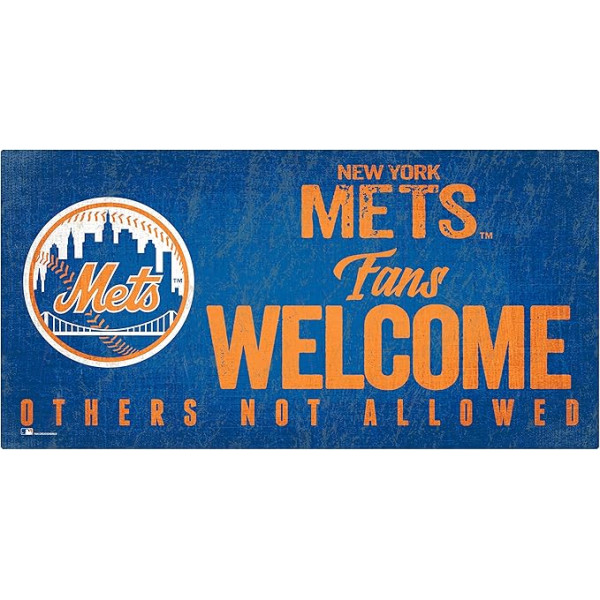 MLB New York Mets Unisex New York Mets fanu sagaidīšanas zīme, komandas krāsa, 6 x 12