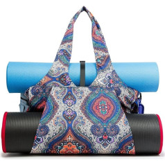 KUAK Yoga Mat Bag sievietēm, lielas ūdensnecaurlaidīgas jogas somas un pārnēsātāji, sporta somas ar 2 jogas paklājiņu turētājiem, 6 kabatas, plecu somas pārnēsājamās somas pilates, treniņu somas