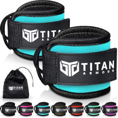 Titan Armour® potītes / plaukstas siksna kabeļu trenažieriem, fitnesa aproces ar lieljaudas dubultiem tērauda D-Ring gredzeniem un regulējamu Velcro stiprinājumu, kāju izliekšanas un sēžamvietas aizmugurē, vīriešiem un sievietēm