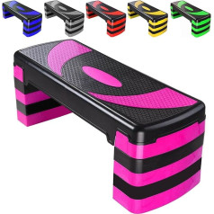 Aerobikas Stepper ar 5 regulējamiem līmeņiem (10/15/20/20/25/30 cm) Kardio atsvari Jogas vingrinājumu treniņu Stepboard Neslīdošs mājas sporta zāles treniņš Fitnesa apmācība