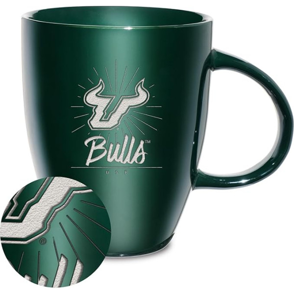 Rico Industries NCAA South Florida Bulls - USF Sunburst keramikas krūze ar lāzera gravējumu, 530 ml