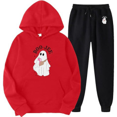 Eauptffy treniņtērps dāmām, Hoody un treniņbikses, Hoodie komplekts drukāts Halloween Tracksuit cepure 2 gabali Tracksuit Baggy Casual Loungewear Fashion Festive Streetwear Jogger