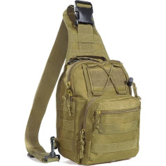 Kyrio taktiskā soma mugursoma, āra Crossbody plecu Sling Daypack Satchel lādes mugursomas Mini mugursoma pārgājieniem ar velosipēdu, haki krāsā