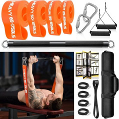 DASKING Fitness Bands, Resistance Bands, Strength Training with Bar, Resistance Bands Set with 58 cm Fitness Bar, Handles for Fitness Bands, Pull-Up Bands, Fitness Equipment for Home, Gym Equipment