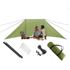 aizmugures gaisma Camping Wind Shield - 210D Oxford auduma āra ceļojumu vējstikls - viegli montējams pretvēja privātuma ekrāns Camping Wind Shield zāles klinšu kempingiem