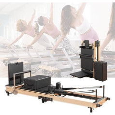 Daudzfunkcionāls Pilates Reformer, Pilates Reformer izgatavots no koka, Pilates gulta, salokāms Pilates mašīnu aprīkojums mājās, regulējama intensitāte