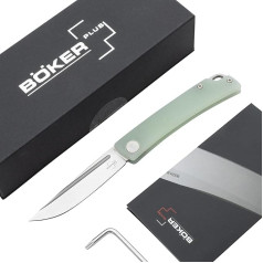 Böker Plus® Celos G10 Jade - maza izmēra kabatas nazis ar klipsi - Slipjoint 2 rokas nazis ar G10 rokturi - moderns saliekamais nazis ar īpaši asu 440C tērauda asmeni