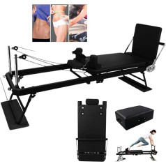 FUIPOT salokāms Pilates Reformer, Pilates Reformer, mājas fitnesa aprīkojums, daudzfunkcionāls Pilates Reformer ar atspēriena dēli, Core Bed