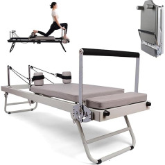 RVUEM Pilates Reformer Machine, Multifunctional Folding Yoga Bed, Folding Pilates Machine, Fitness Equipment, for Beginners and Advanced, 120 kg Weight Capacity