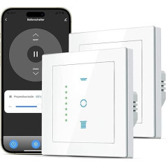 CURRYSMARTER WLAN rullo slēdžu slēdzis, [6 paaudzes] žalūziju slēdzis ar kontrolējamu LED, viedajam rullo slēdžu taimerim nepieciešams nulles vads, rullo slēdžu vadība saderīga ar Echo Alexa/Google, iepakojums