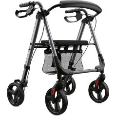 Weinberger Basic alumīnija rollators, salokāms ar sēdekli, viegls, 6,2 kg, 1. klases medicīniskās ierīces, regulējams augstums, staigulītis, pārvietošanās palīglīdzeklis, ceļojumu rollators, 46501