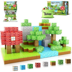 Toylogy Magnētiskie klucīši - Build Mine Magnets World Edition, magnētiskā rotaļlieta zēniem un meitenēm 3 4 5 6 7 8 gadu vecumam, Montessori rotaļlieta no 3 gadu vecuma dāvana bērniem