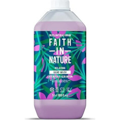 Faith in Nature Natürliche Lavendel & Geranien Flüssigseife, Pflegend, Vegan & Ohne Tierversuche, Frei von Parabenen und SLS, 5 L Nachfüllpackung