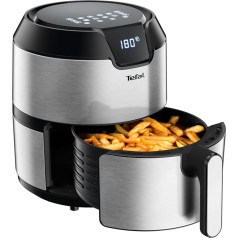 Tefal EY401D Easy Fry Deluxe karstā gaisa fritēze (1500 W, 4 litru ietilpība līdz 6 porcijām), nerūsējošais tērauds, melnā krāsā