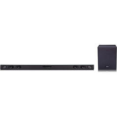 LG SQC2 2.1 Soundbar (300 W) ar bezvadu zemfrekvences skaļruni televizoriem no 43 collas (adaptīvā skaņas kontrole, Bluetooth), melns [2023. gada modelis]