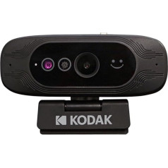 KODAK Access Webcam, Plug & Play, HD 1920 x 1080p CMOS, saderīga ar Windows Hello/ sejas atpazīšanu, USB-A/USB-C savienojums (ideāli piemērota lietošanai, kur birojam ir būtiska drošība) - melna