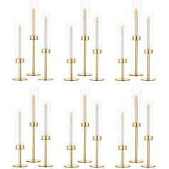 Sziqiqi Pack of 18 Candle Holders Gold with Glass for Wedding Table Decoration - 48 cm Modern Candle Holder with Glass Decorative Candle Holder for Fireplace Coat Living Room Table Decoration