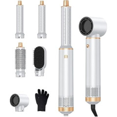 Air Styler karstā gaisa suku birste 5 in 1, 30 mm gaisa cirkulēšanas birste, noņemama, 1000 W matu žāvētājs, 3 temperatūras un vēja ātrums, matu veidošanas birstes žāvēšanai, cirpšanai un taisnošanai