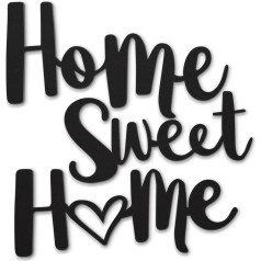 Beautiwall Home Sweet Home Modern Wall Decoration Metal Black - Metāla sienu rotājumi ar pārklājumu - Dzīvojamās istabas vannas istabas guļamistabas sienu rotājumi Metāla sienu rotājumi - Komplektā ietilpst līmlentes