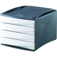 Fellowes G2Desk mit 4 Schubladen aus 80% Recyclingmaterial, dunkelgrau/weiß