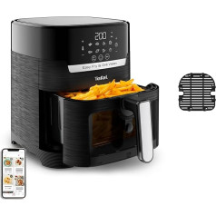 Tefal EY5068 Easy Fry & Grill Vision karstā gaisa fritēze, 4,2 l ietilpība, tehnoloģija 2-in-1, skata logs, Extra Crisp tehnoloģija, enerģijas taupīšana, skārienjūtīgais ekrāns, melna krāsā