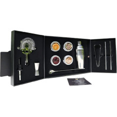 Drink Botanicals Ireland The Expert Cocktail Fusion Kit, kokteiļu pagatavošanas komplekts, nerūsējošā tērauda bāra instrumentu komplekts ar karoti, Bostonas šeikeri un citiem instrumentiem dzērienu sajaukšanai, 750 ml