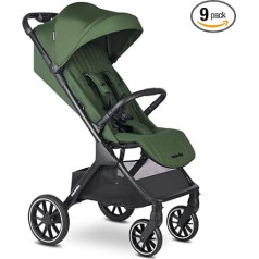 Easywalker Jackey² XL Buggy, for Children from 0-22 kg, Automatic Folding in One Second, Spacious Buggy with XL Wheels, Sun Canopy & Shopping Basket, Car Seat Compatible, Deep Green