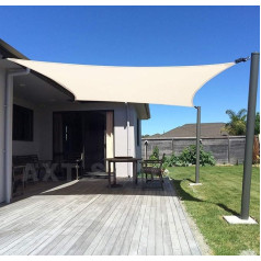 Axt Shade awning, rectangular, 4 x 5 m, breathable sun protection, HDPE with UV protection, for patio, balcony and garden, cream white