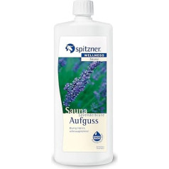 Spitzner Saunaaufguss Lavendelblüte blumig-lieblich 1000 ml - Wellness Sauna Aufguss, Saunaduft Lavendel Aroma, Ruhe und Entspannung, natürliches Saunaöl