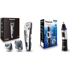 Panasonic Premium Hair Trimmer ER-SC60, 39 Length Settings, Hair Trimmer 0.5-20 mm, Trimmer for Men, with Charging Station, Linear Motor & Nose/Ear Hair Trimmer ER-GN-30K with Battery Operated