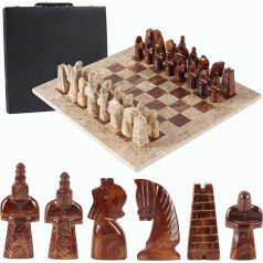 Radicaln Marble Chess Set with Storage Box, 15 Inch Coral & Red Antique Handmade Chessboard Game - 2 Player Chess Sets for Adults - 1 Chess Board & 32 Chess Pieces