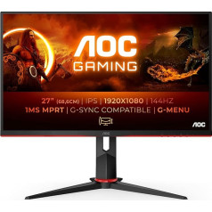 AOC Gaming 27G2 - 27 collu FHD monitors, 144 Hz, 1 ms (1920x1080, HDMI, DisplayPort, Free-Sync), melns/arkans