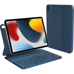 HOU Keyboard Case iPad 10. paaudzes (10,9 collas 2022), regulējams leņķis, viedās tastatūras folio un magnētiskā uzlāde, iPad 10. paaudzes tastatūrai, QWERTZ izkārtojums, zils