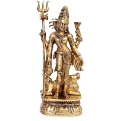 Purpledip 10683B Idol Ardhanarishwar Half Shiv Parvati Unikāls Avatar of Mahadev Antique Design