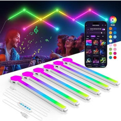 LED spēļu sienas apgaismojums - 6 gabali sešstūra RGB LED gaismas lentes ar lietotnes vadību DIY gaismas efekti Music Sync Hexa sienas apgaismojums guļamistabai Sienas Gamer istabas dekorēšanai