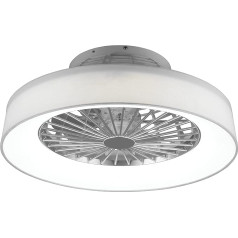 Reality Leuchten Farsund R62662101 LED griestu gaismas ventilators Balts auduma abažūrs ar 26 W LED ventilatoru 40 W