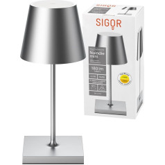 SIGOR Nuindie Mini Dimmable Maza LED galda lampa ar akumulatoru iekštelpās un ārpus telpām 25 cm augstumā, uzlādējama ar vieglu pieslēgšanu 12 stundu apgaismojuma laiks sudraba krāsā