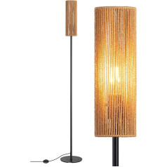 EDISHINE Dzīvojamās istabas stāvlampa, LED stāvlampa ar austu virvju abažūru, stāvlampa, vintage 2700 K, Boho stāvlampa E27 guļamistabai, bērnu istabai vai stūra dīvānam, augstums 165 cm