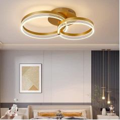 Becailyer Modern LED griestu gaisma, dimmable LED akrila griestu gaisma ar tālvadības pulti, 2 gredzeni zelta griestu sconces, Flush Mount griestu gaisma dzīvojamā istaba, ēdamistaba, guļamistaba, 32W