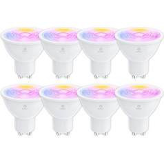 ANTELA Alexa spuldze Gu10 4,5 W 350 LM Smart WLAN LED RGB dimmable spuldze, silti balta/auksti balta gaisma (2700 K - 6500 K), aplikācijas vadība, saderīga ar Google Home, 40° staru leņķis, 8 gab. komplektā